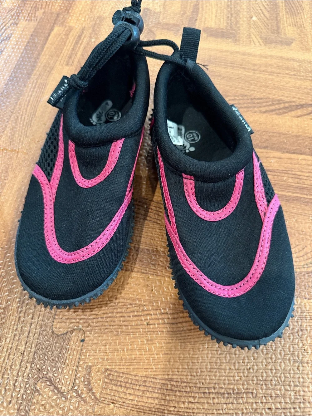 Kids Black Water Shoes with Pink Accents - Size 10